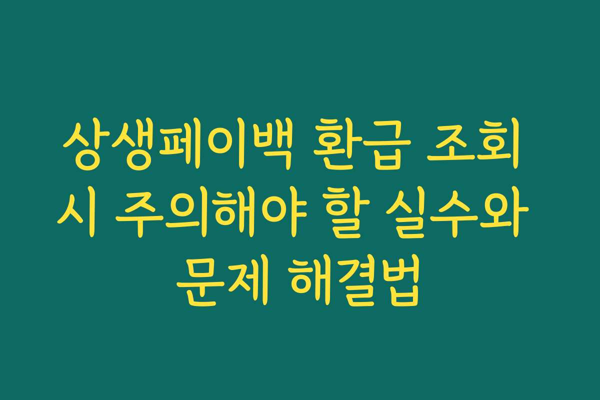 상생페이백 환급 조회 시 주의해야 할 실수와 문제 해결법