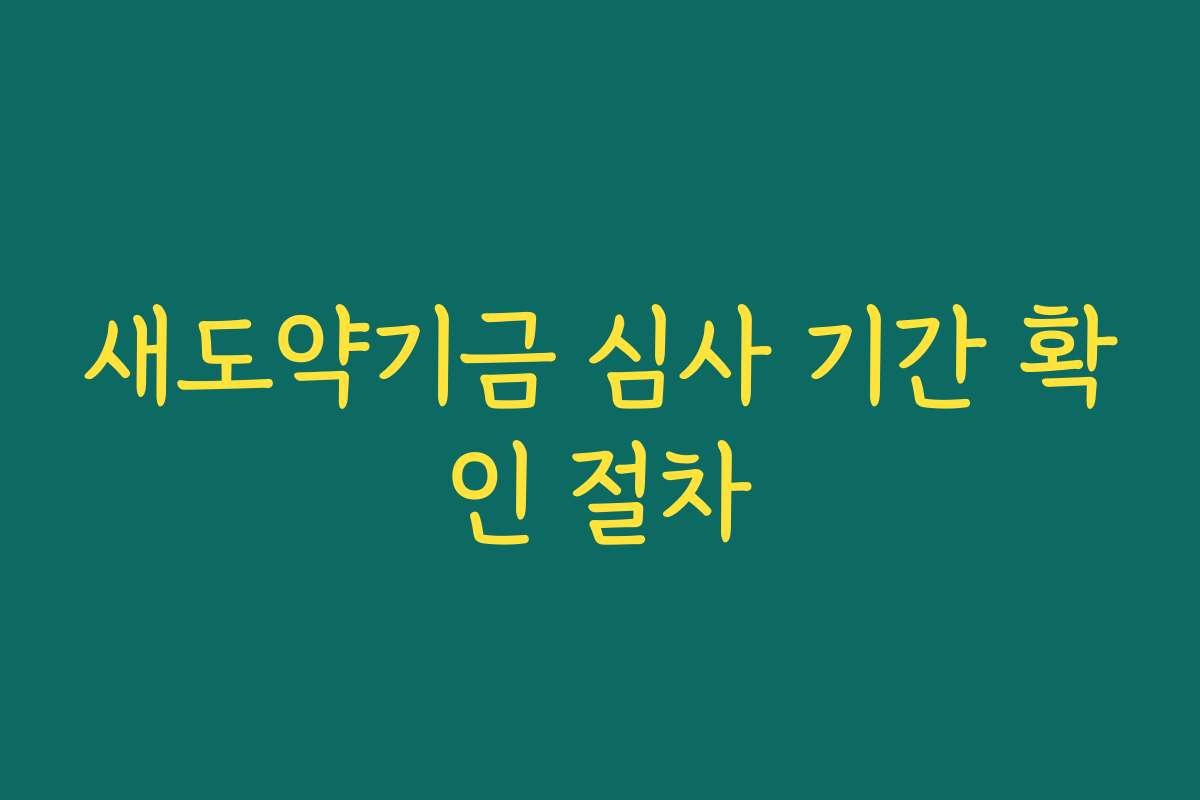 새도약기금 심사 기간 확인 절차 새도약기금 심사 기간 확인 절차