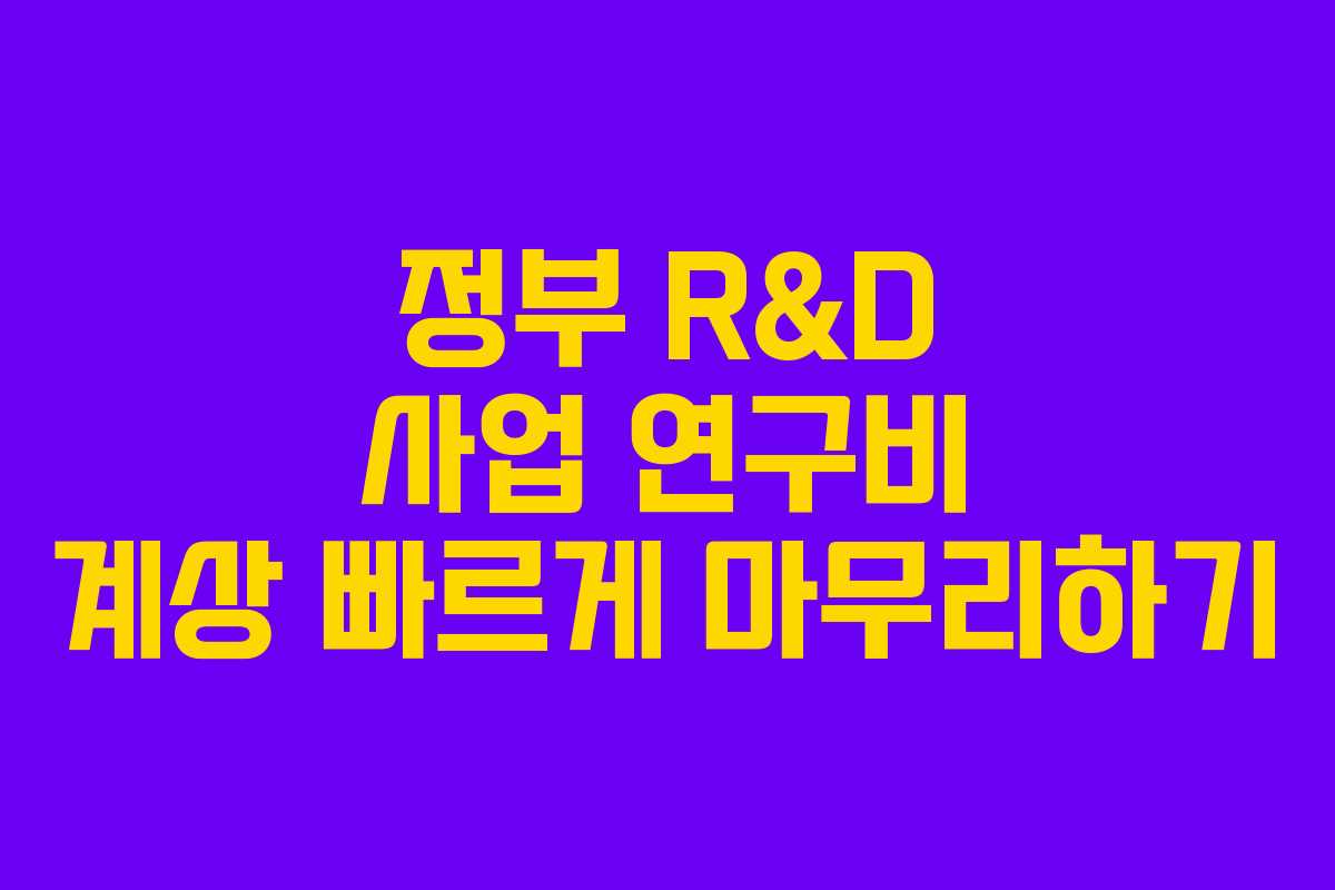 정부 R&D 사업 연구비 계상 빠르게 마무리하기