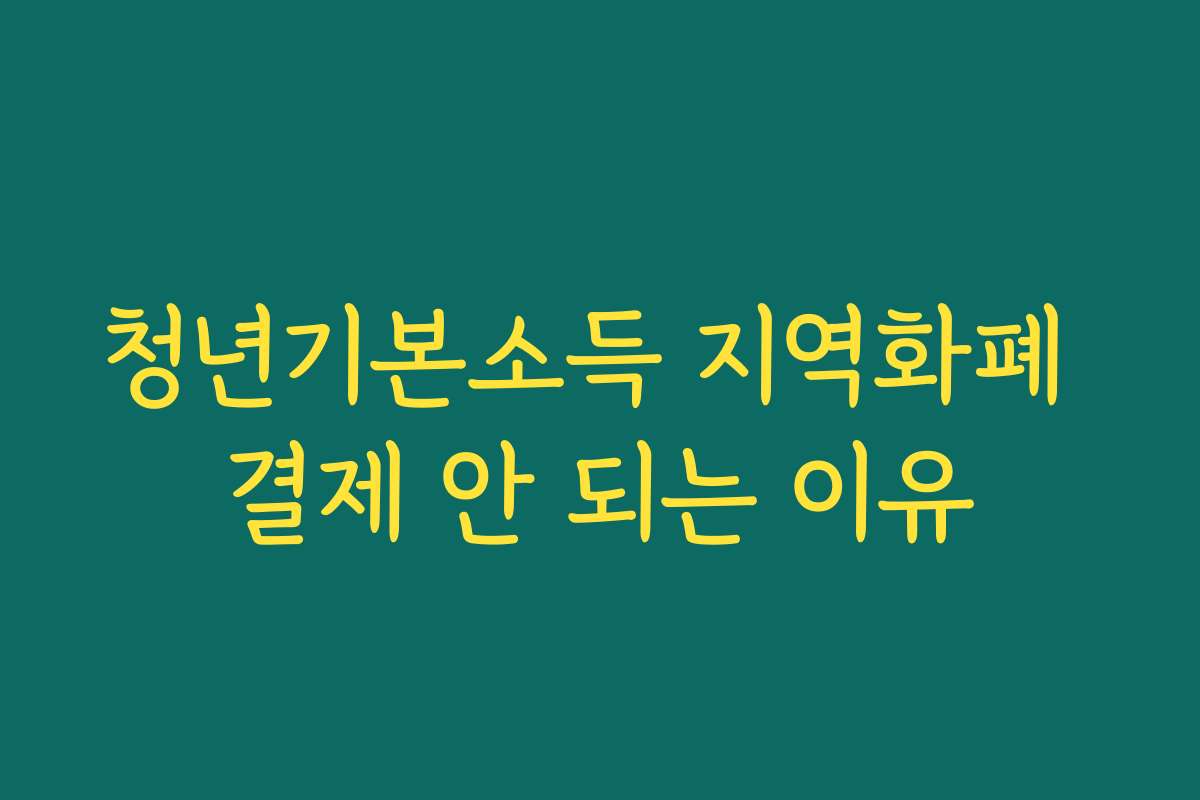 청년기본소득 지역화폐 결제 안 되는 이유