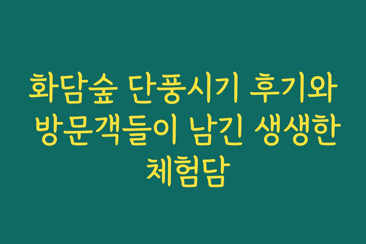 화담숲 단풍시기 후기와 방문객들이 남긴 생생한 체험담