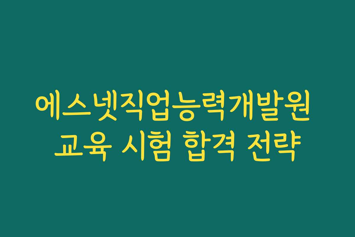 에스넷직업능력개발원 교육 시험 합격 전략