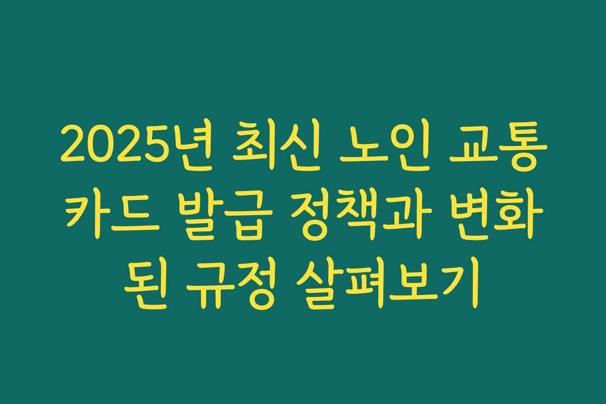 2025년 최신 노인 교통카드 발급 정책과 변화된 규정 살펴보기