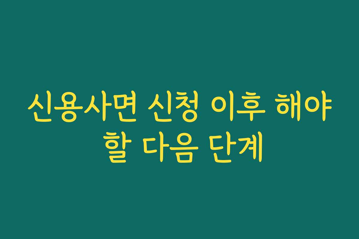 신용사면 신청 이후 해야 할 다음 단계