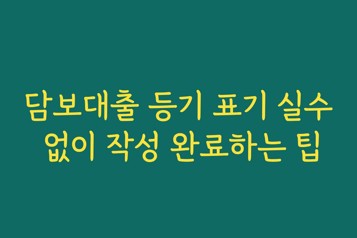 담보대출 등기 표기 실수 없이 작성 완료하는 팁 담보대출 등기 표기 실수 없이 작성 완료하는 팁