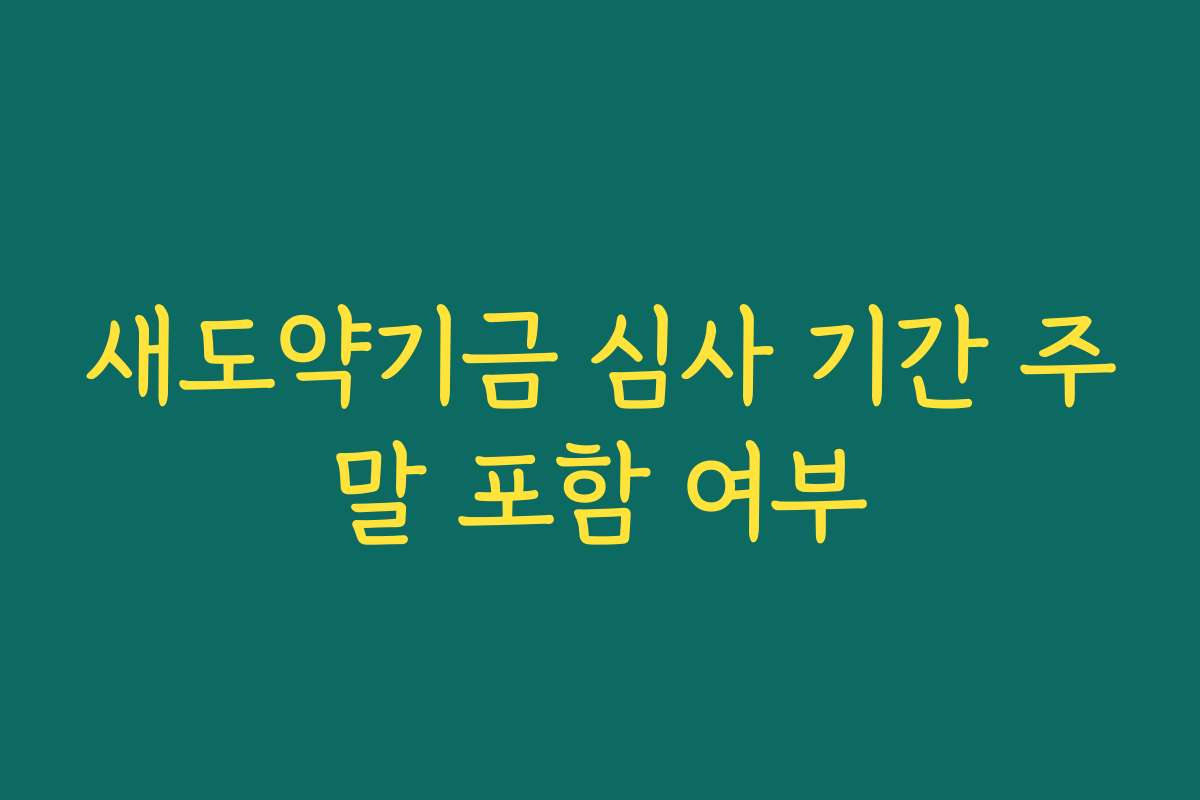 새도약기금 심사 기간 주말 포함 여부