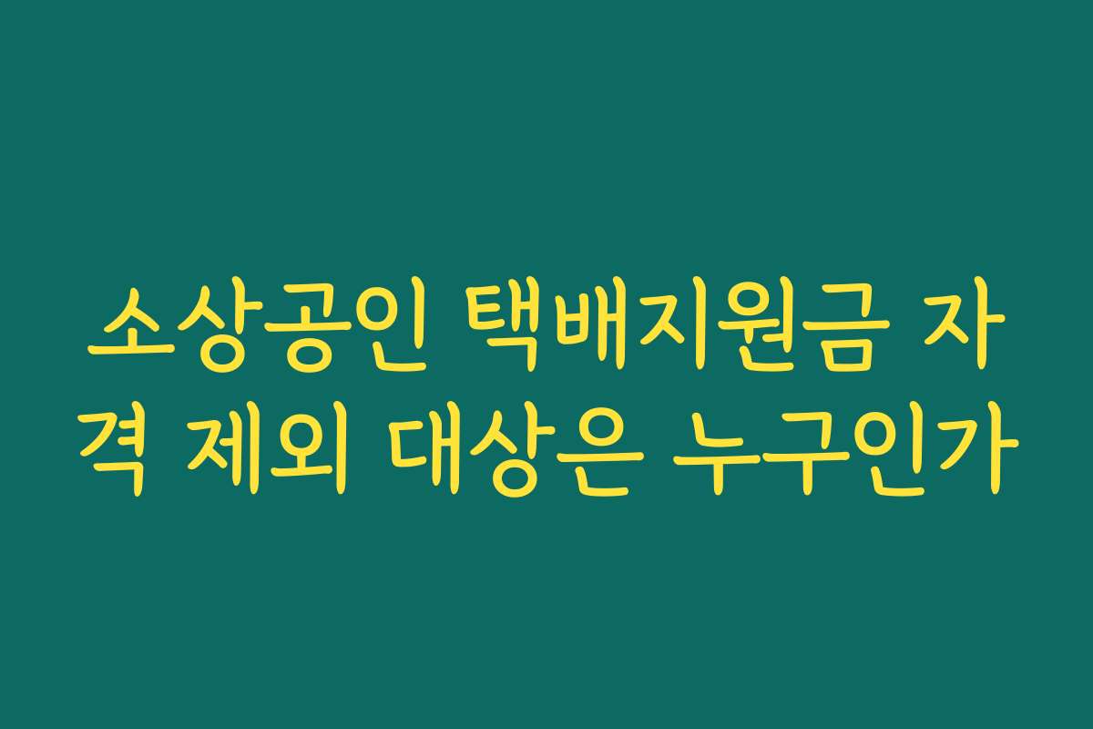 소상공인 택배지원금 자격 제외 대상은 누구인가 소상공인 택배지원금 자격 제외 대상은 누구인가