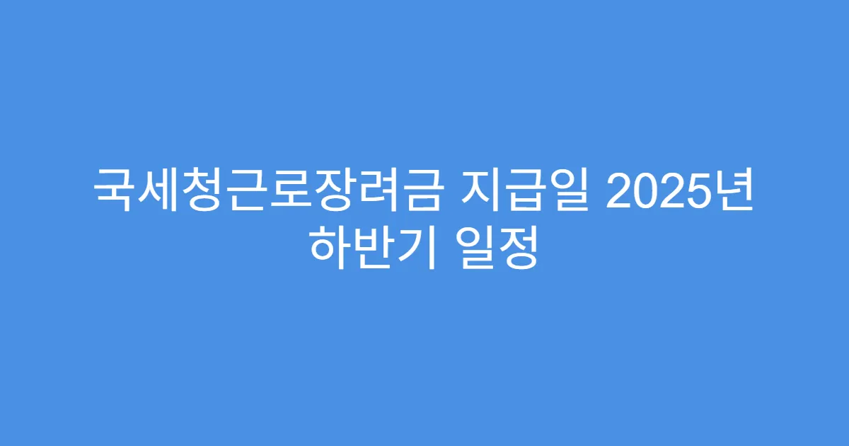 국세청근로장려금 지급일 2025년 하반기 일정