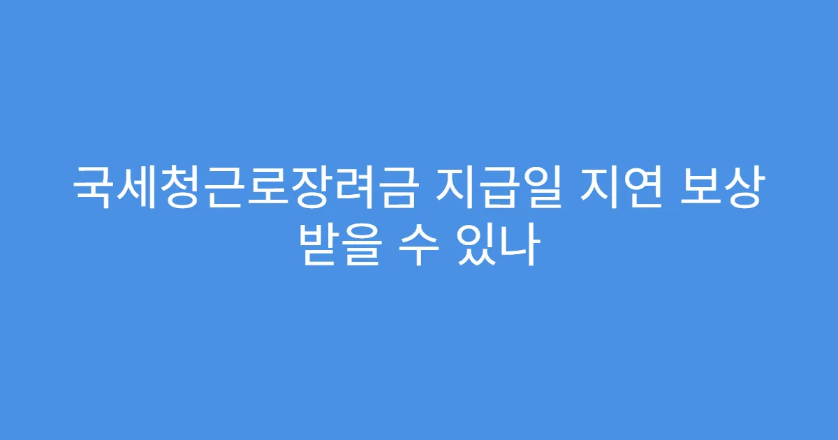 국세청근로장려금 지급일 지연 보상 받을 수 있나