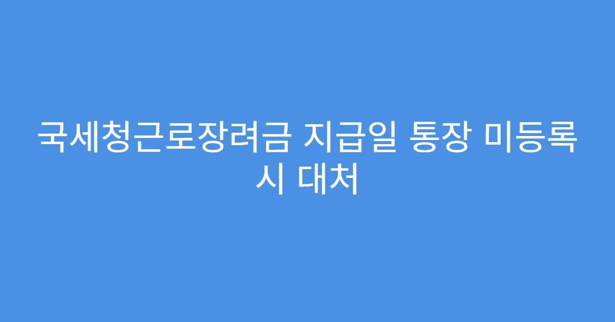 국세청근로장려금 지급일 통장 미등록 시 대처