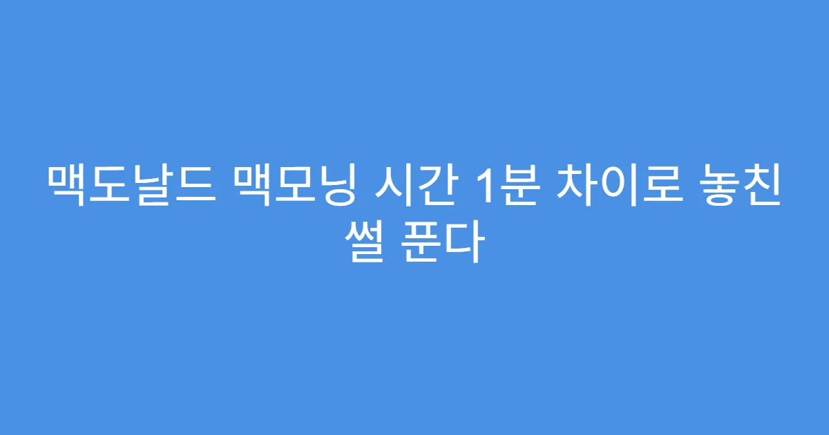 맥도날드 맥모닝 시간 1분 차이로 놓친 썰 푼다