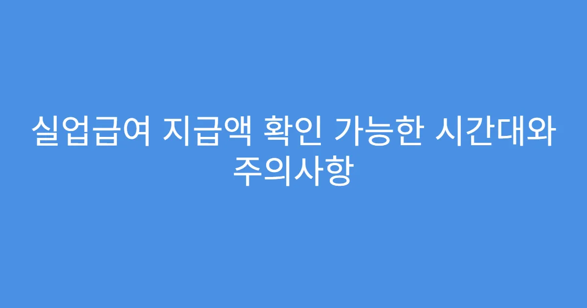 실업급여 지급액 확인 가능한 시간대와 주의사항