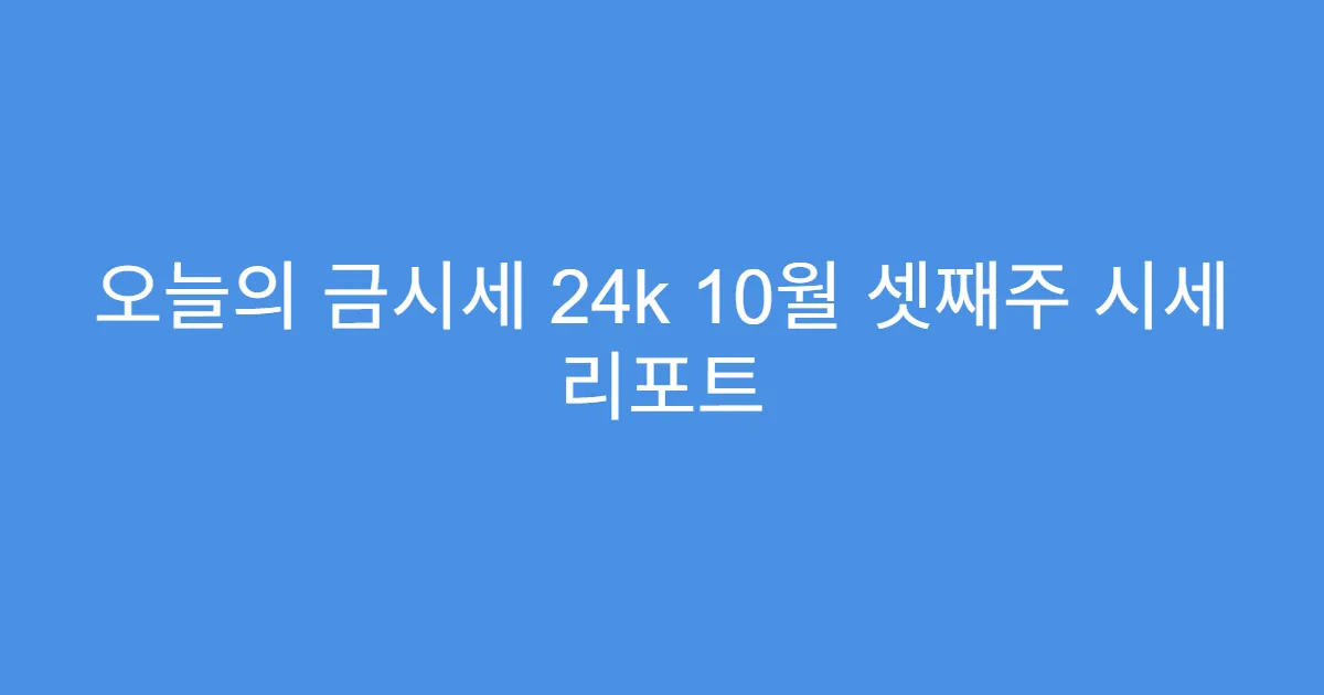 오늘의 금시세 24k 10월 셋째주 시세 리포트