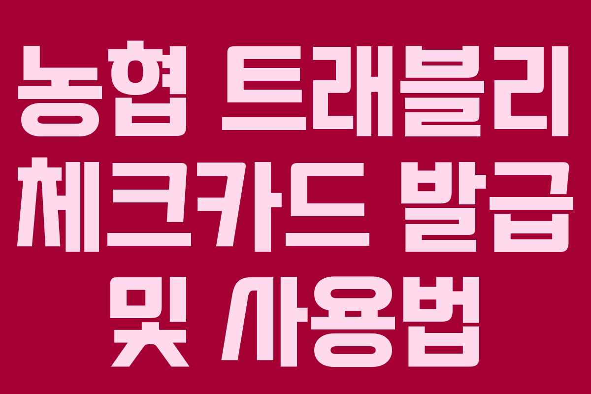 농협 트래블리 체크카드 발급 및 사용법 농협 트래블리 체크카드 발급 및 사용법