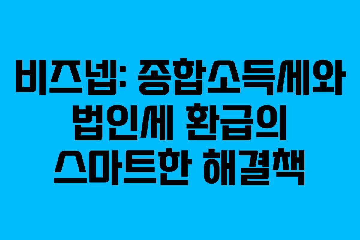 비즈넵: 종합소득세와 법인세 환급의 스마트한 해결책
