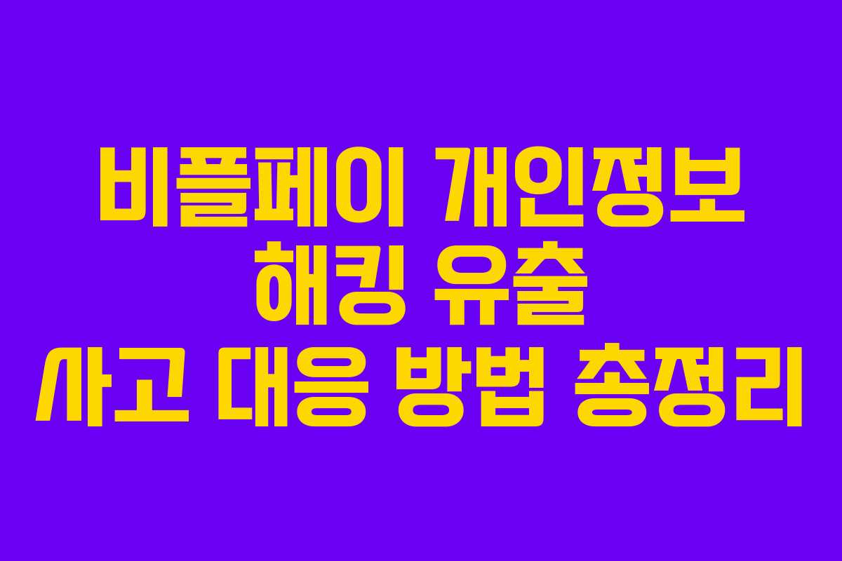 비플페이 개인정보 해킹 유출 사고 대응 방법 총정리 비플페이 개인정보 해킹 유출 사고 대응 방법 총정리