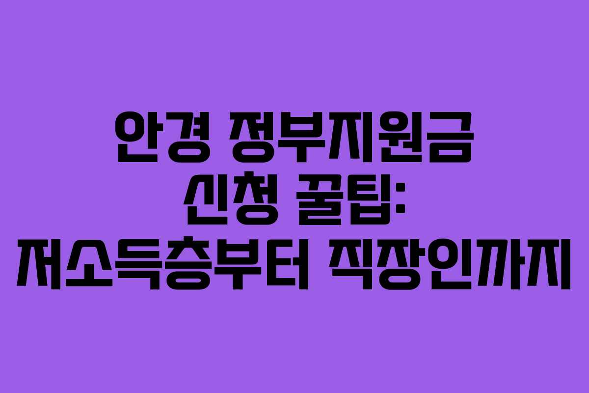 안경 정부지원금 신청 꿀팁: 저소득층부터 직장인까지