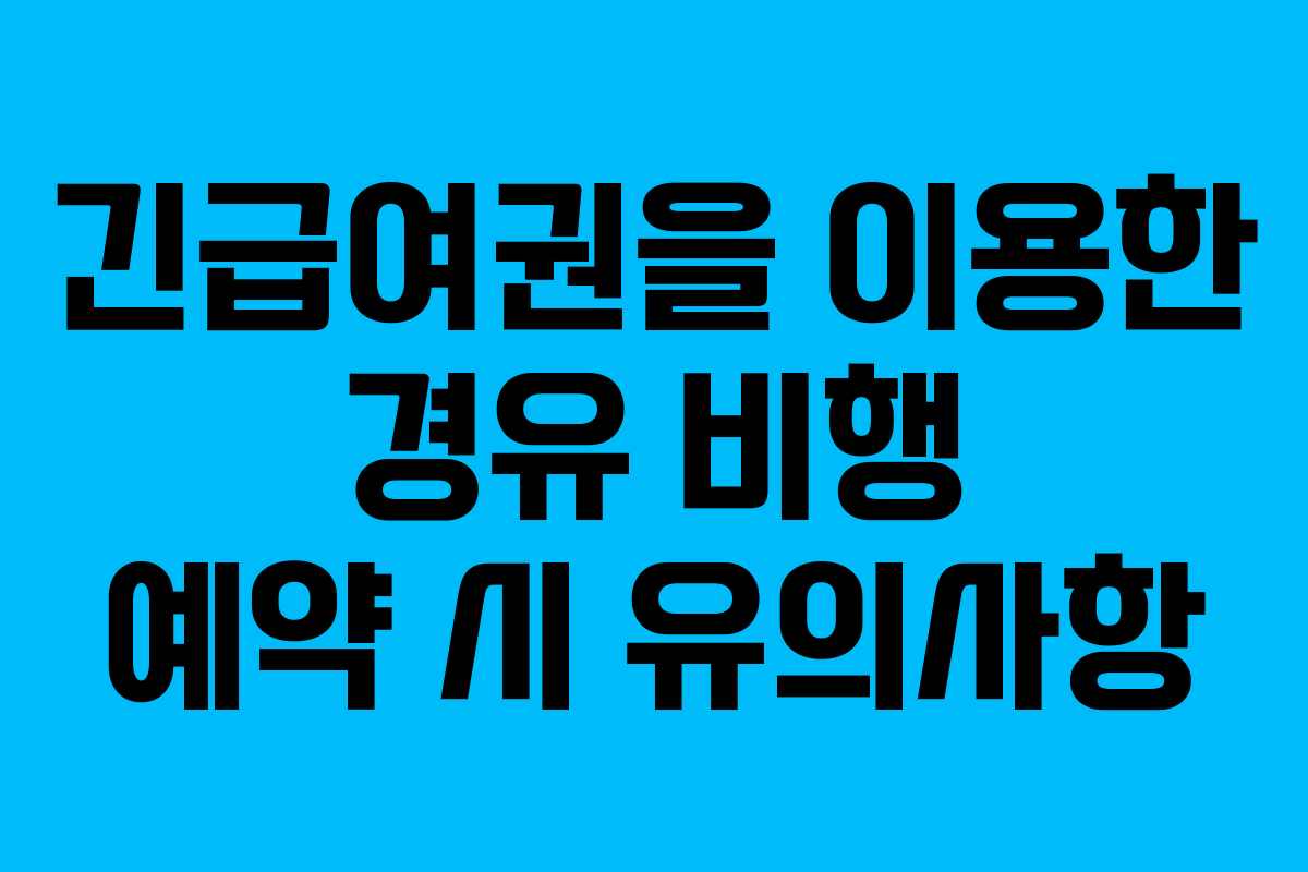 긴급여권을 이용한 경유 비행 예약 시 유의사항