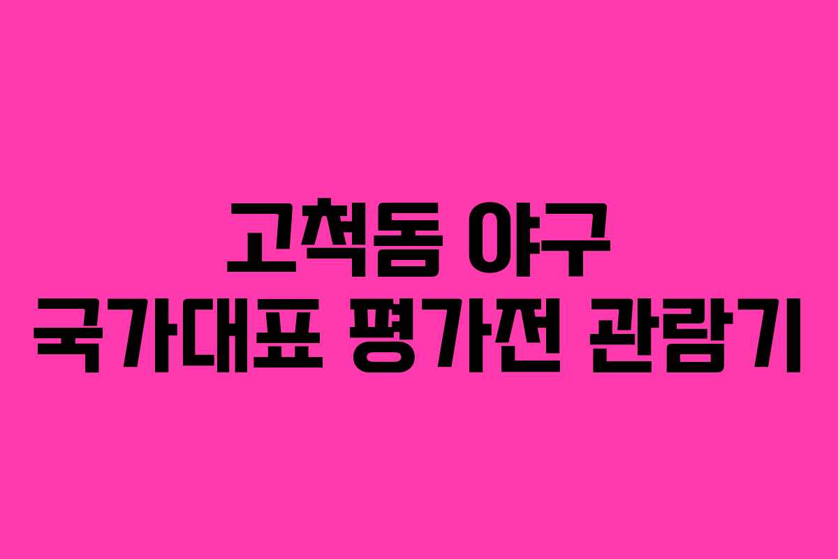 고척돔 야구 국가대표 평가전 관람기