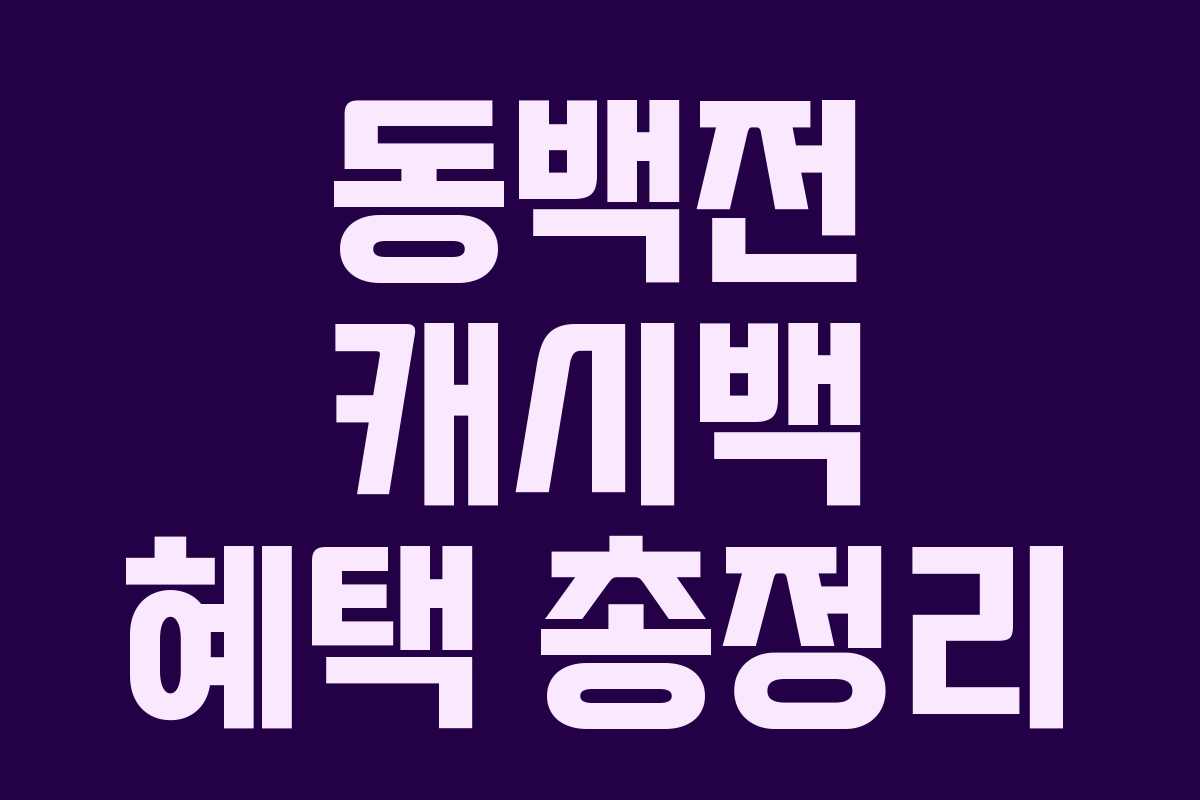 동백전 캐시백 혜택 총정리