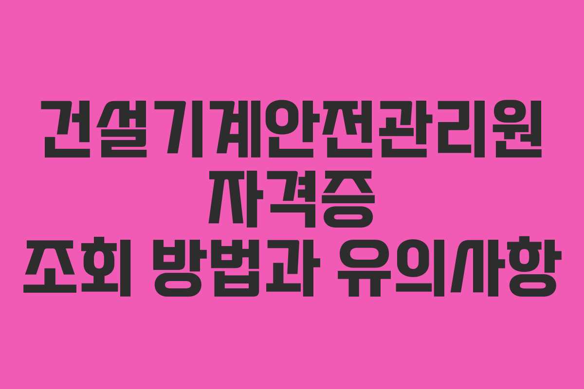 건설기계안전관리원 자격증 조회 방법과 유의사항