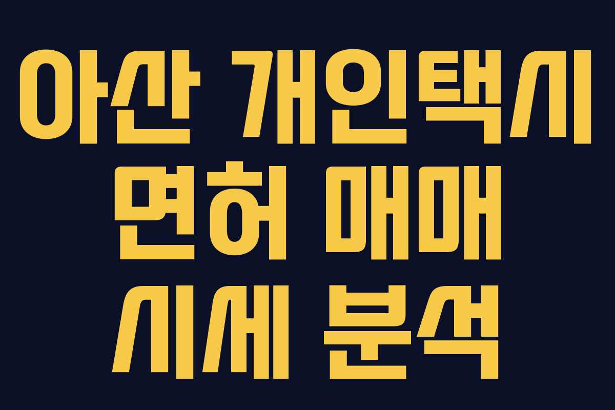 아산 개인택시 면허 매매 시세 분석