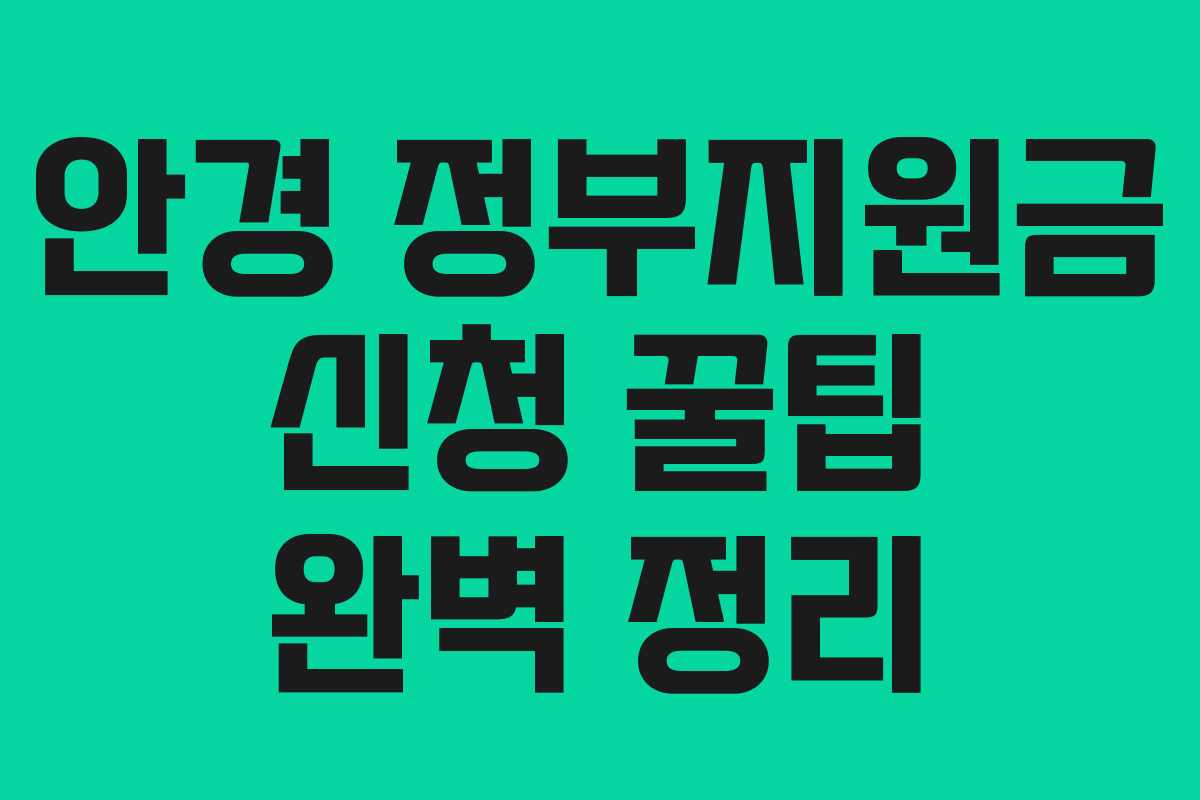 안경 정부지원금 신청 꿀팁 완벽 정리