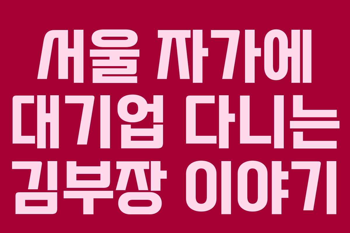 서울 자가에 대기업 다니는 김부장 이야기