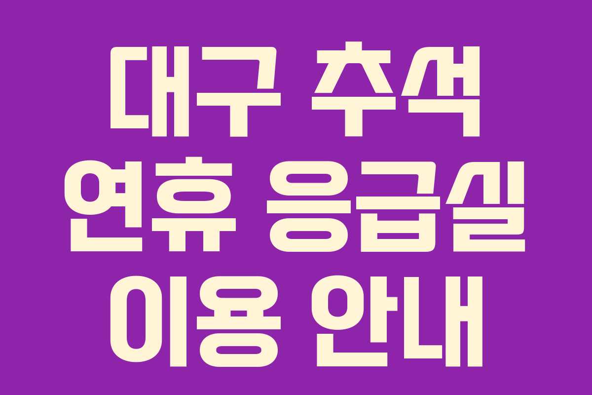 대구 추석 연휴 응급실 이용 안내