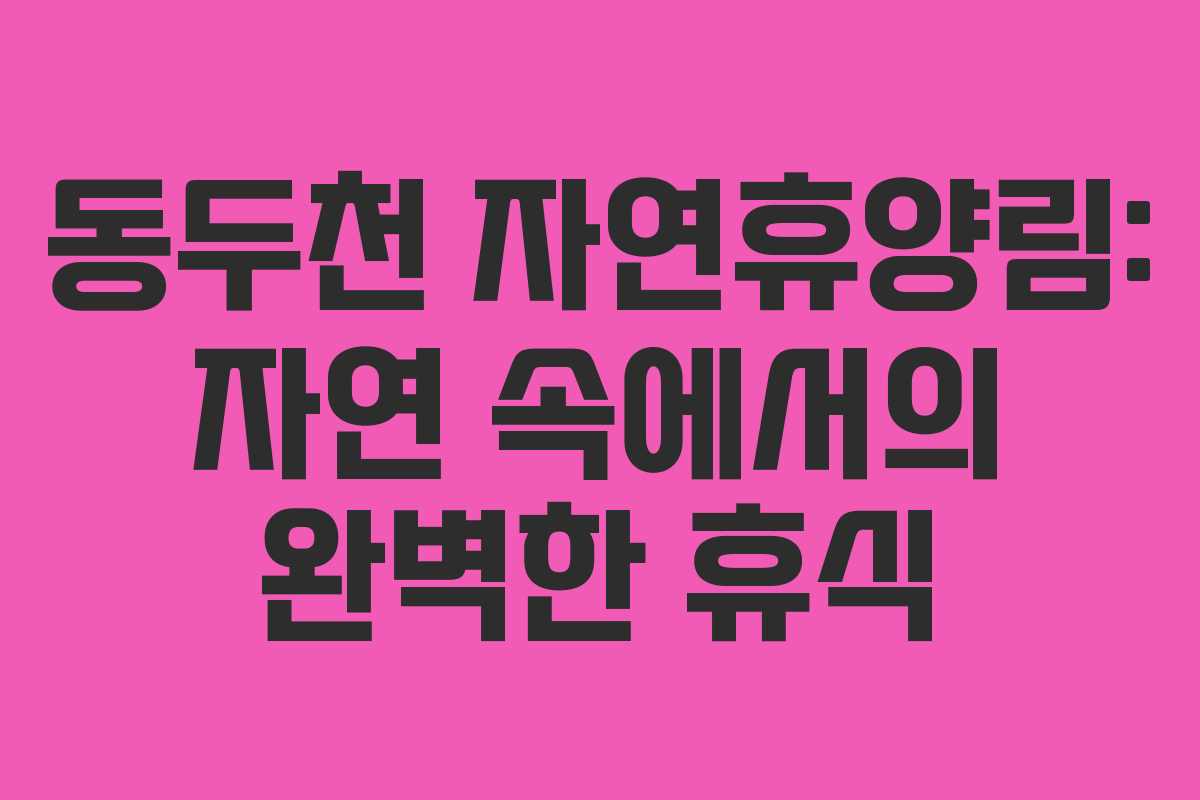 동두천 자연휴양림: 자연 속에서의 완벽한 휴식