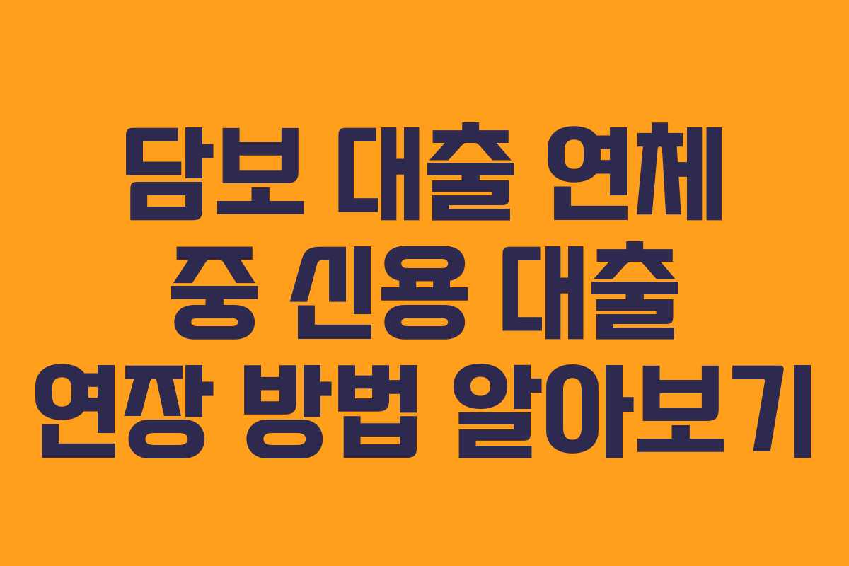 담보 대출 연체 중 신용 대출 연장 방법 알아보기