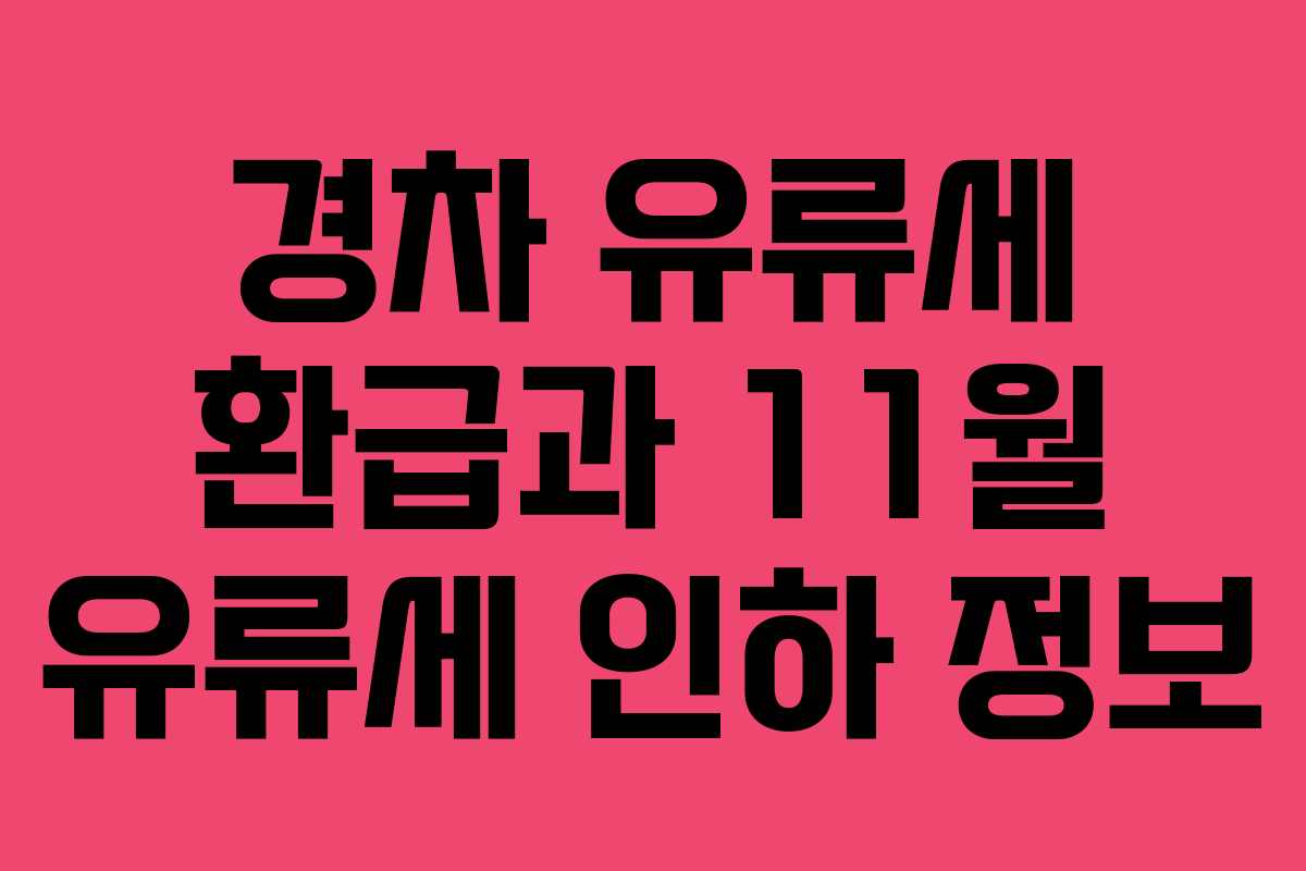 경차 유류세 환급과 11월 유류세 인하 정보 경차 유류세 환급과 11월 유류세 인하 정보