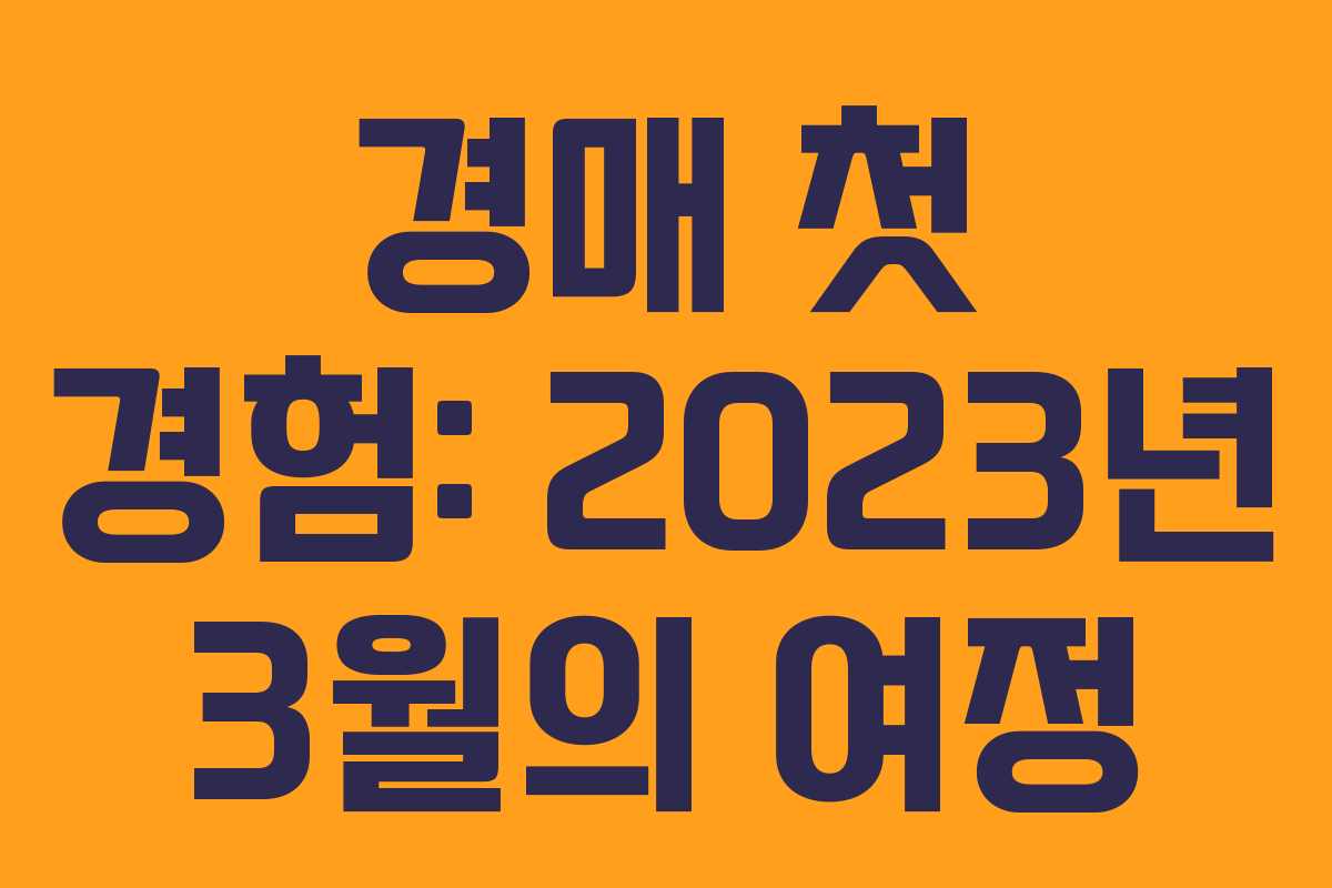 경매 첫 경험: 2023년 3월의 여정 경매 첫 경험: 2023년 3월의 여정