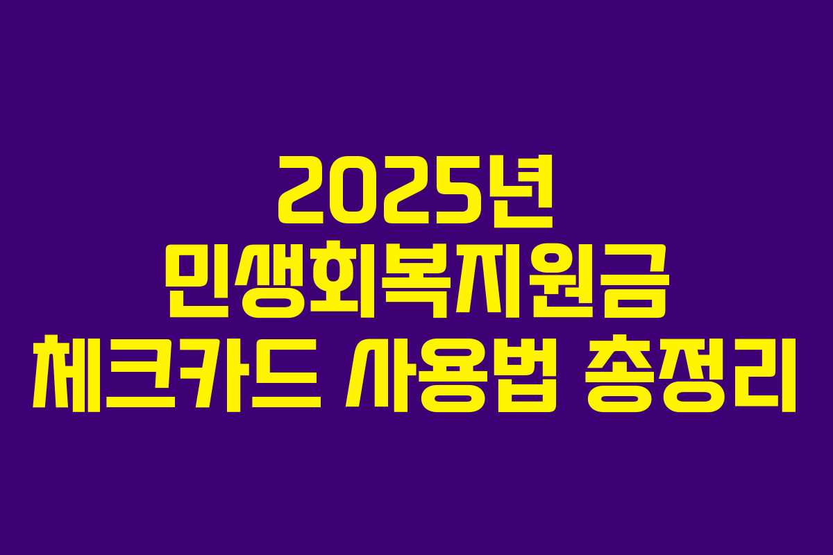 2025년 민생회복지원금 체크카드 사용법 총정리