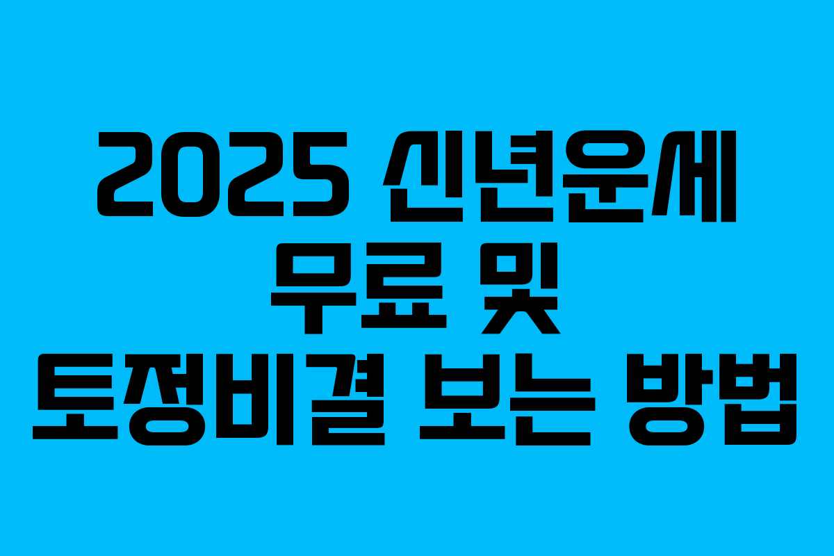 2025 신년운세 무료 및 토정비결 보는 방법