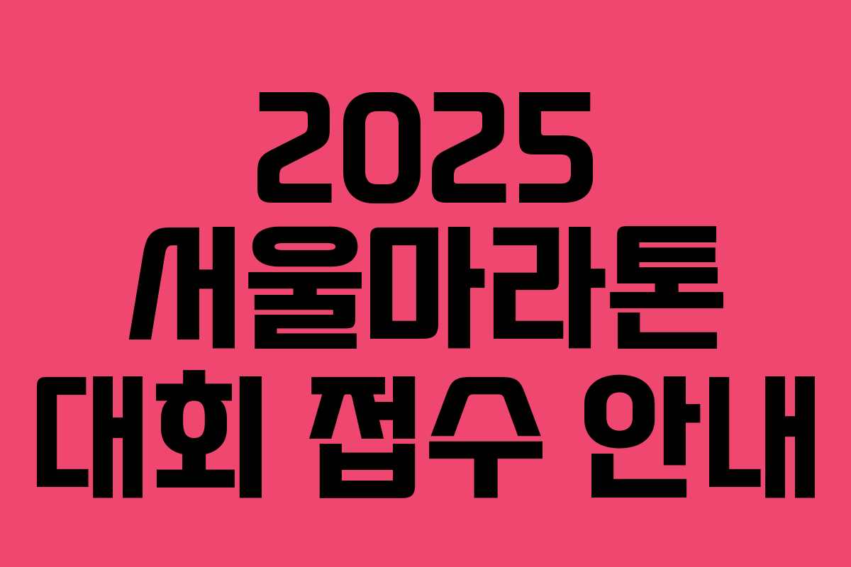 2025 서울마라톤 대회 접수 안내 2025 서울마라톤 대회 접수 안내