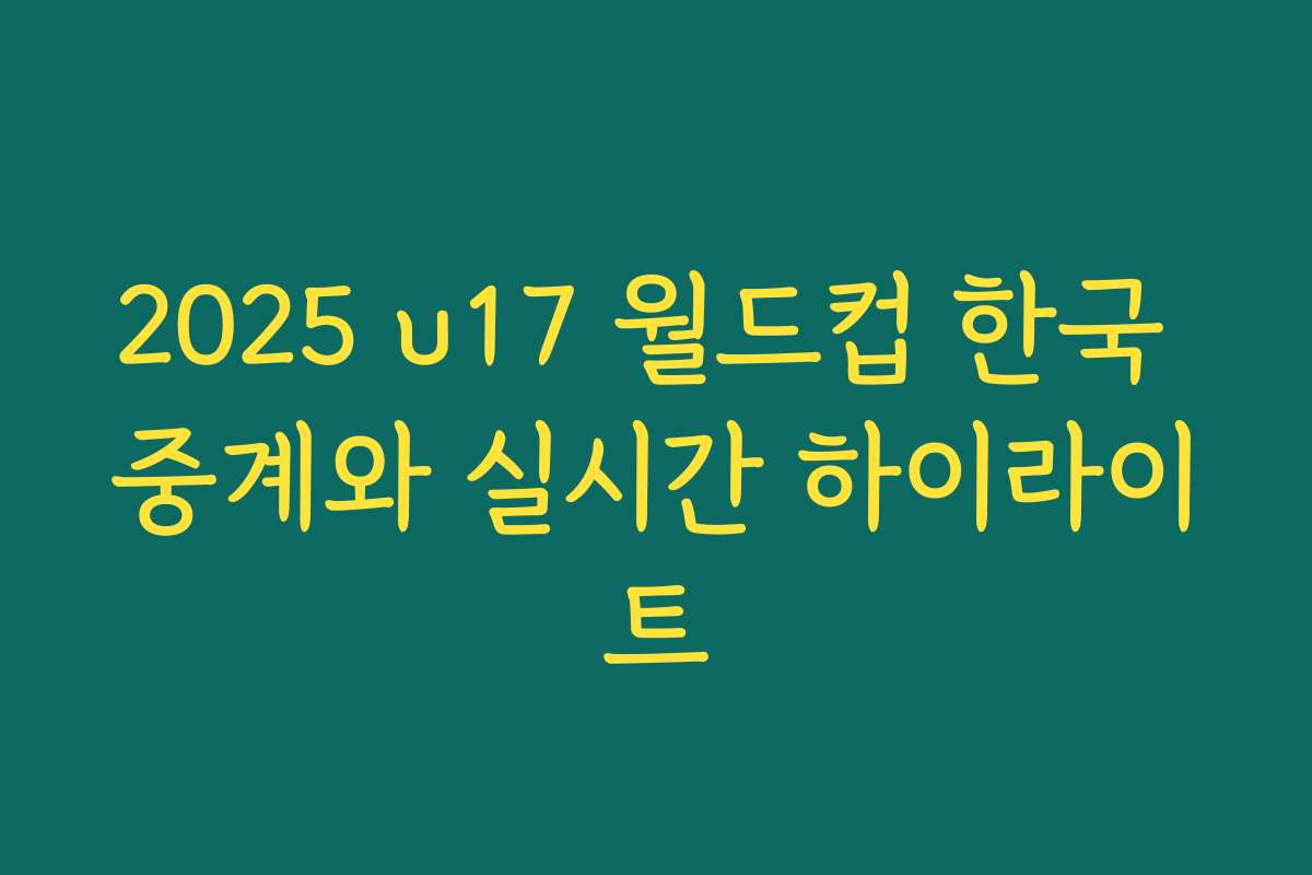 2025 u17 월드컵 한국 중계와 실시간 하이라이트