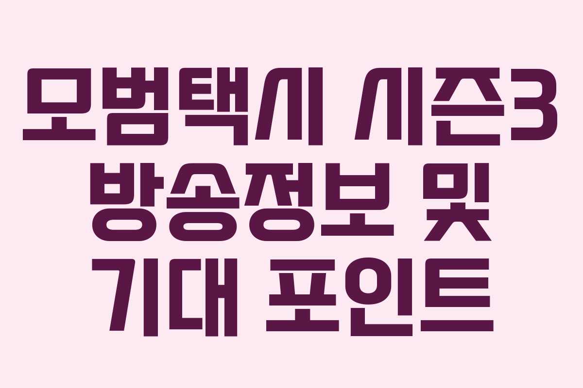 모범택시 시즌3 방송정보 및 기대 포인트 모범택시 시즌3 방송정보 및 기대 포인트
