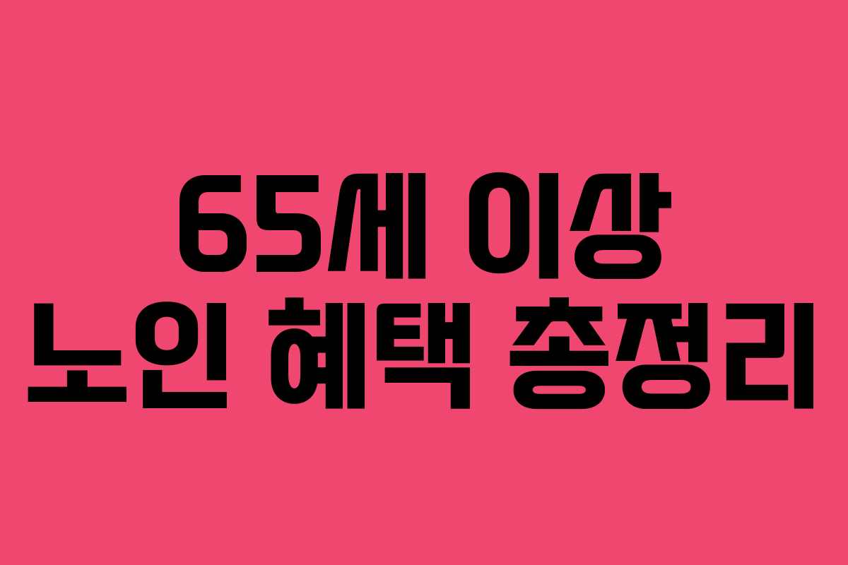 65세 이상 노인 혜택 총정리