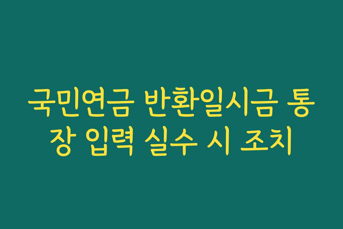 국민연금 반환일시금 통장 입력 실수 시 조치