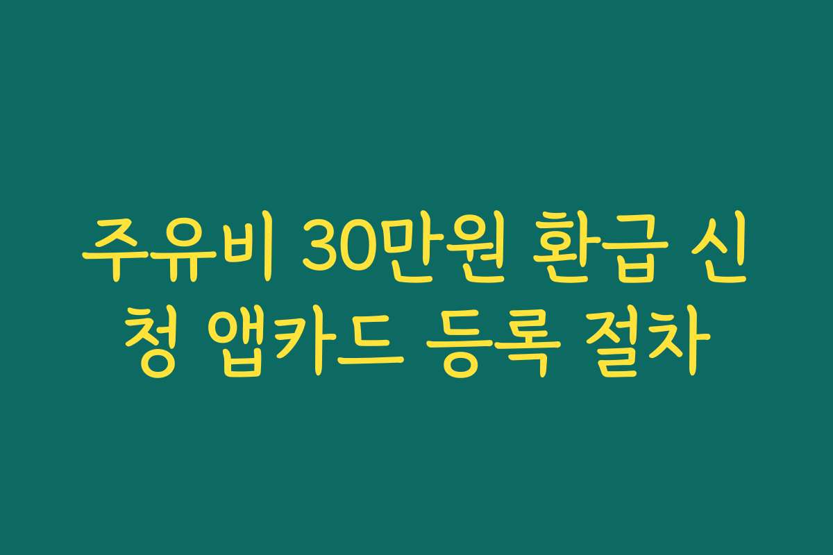 주유비 30만원 환급 신청 앱카드 등록 절차