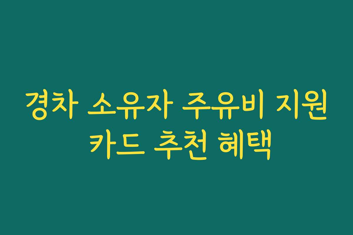경차 소유자 주유비 지원 카드 추천 혜택 경차 소유자 주유비 지원 카드 추천 혜택