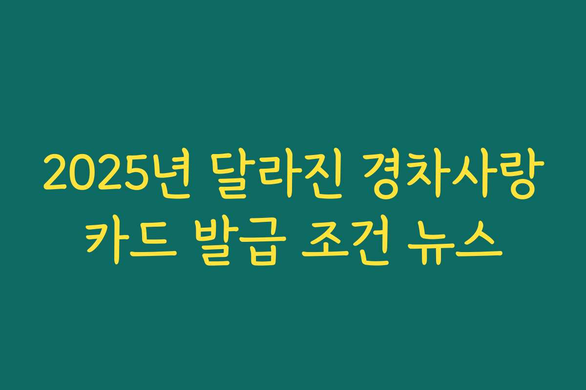 2025년 달라진 경차사랑카드 발급 조건 뉴스