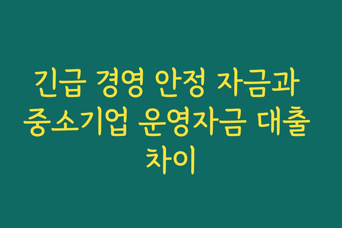 긴급 경영 안정 자금과 중소기업 운영자금 대출 차이 긴급 경영 안정 자금과 중소기업 운영자금 대출 차이