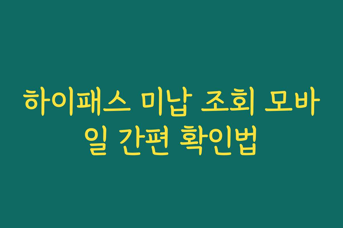 하이패스 미납 조회 모바일 간편 확인법