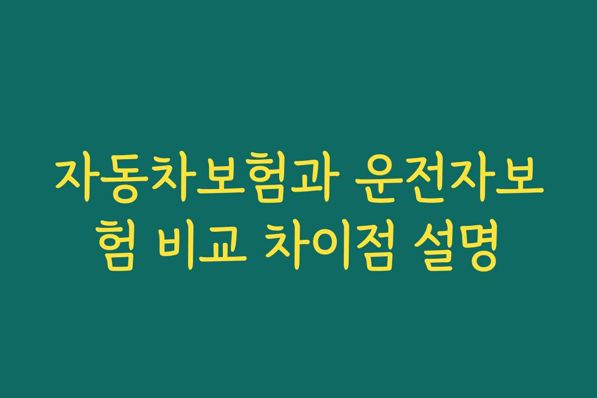 자동차보험과 운전자보험 비교 차이점 설명 자동차보험과 운전자보험 비교 차이점 설명