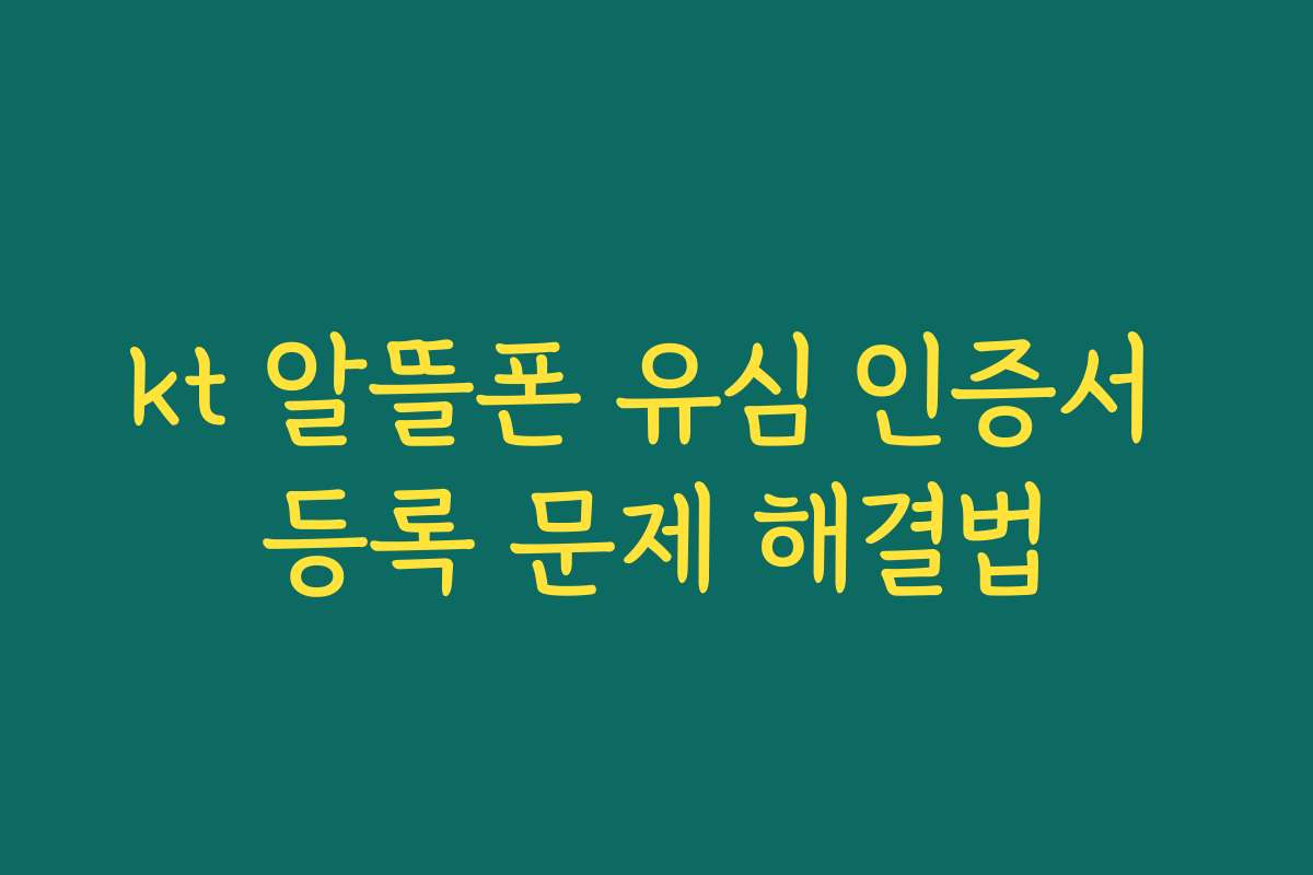 kt 알뜰폰 유심 인증서 등록 문제 해결법