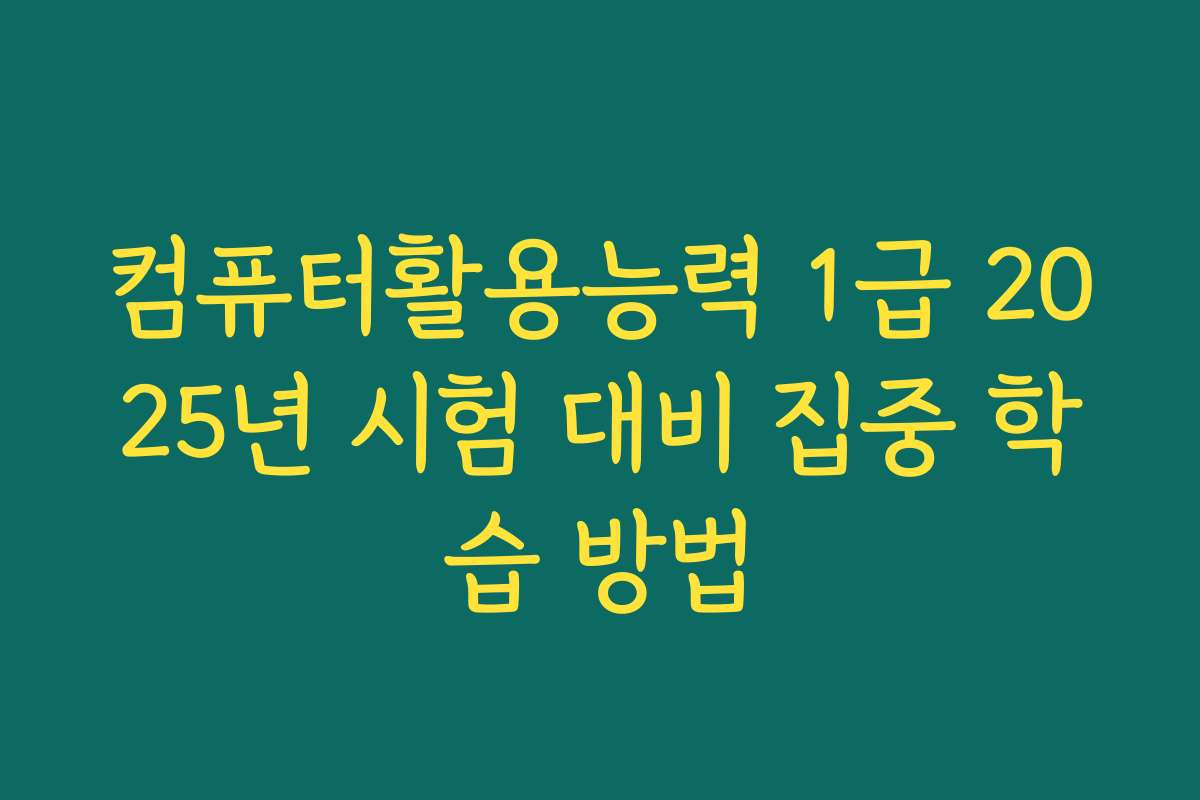 컴퓨터활용능력 1급 2025년 시험 대비 집중 학습 방법