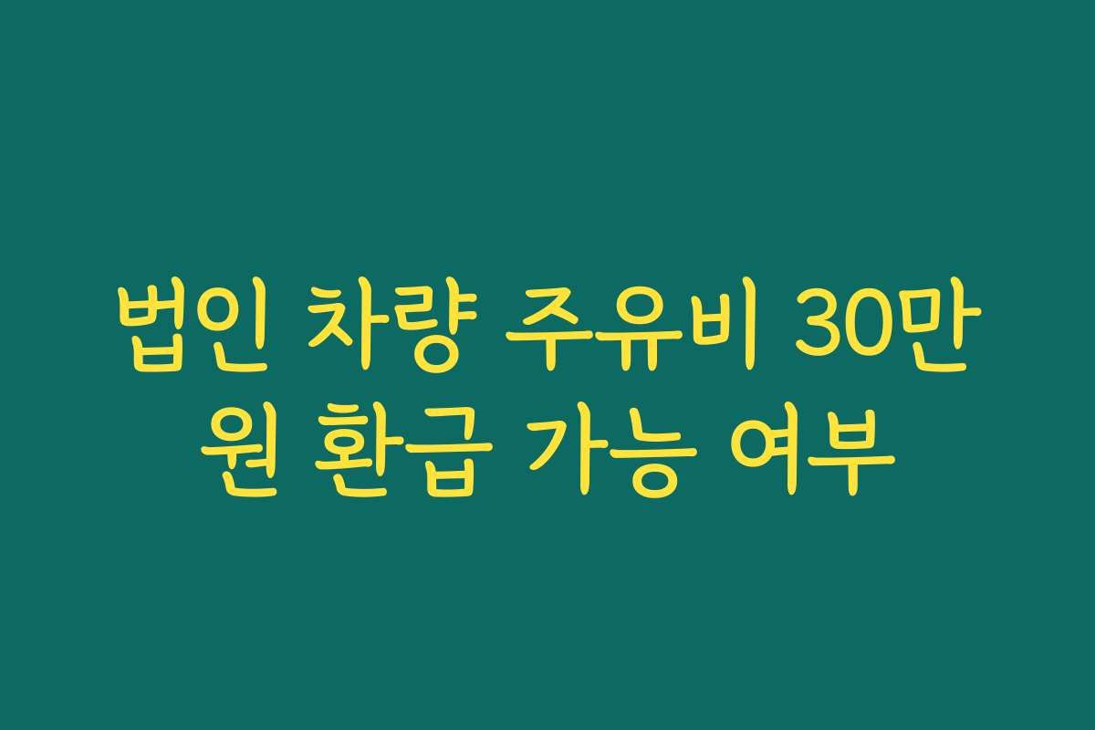 법인 차량 주유비 30만원 환급 가능 여부