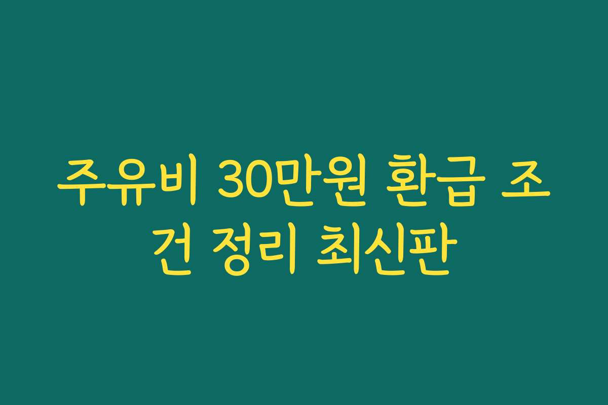 주유비 30만원 환급 조건 정리 최신판
